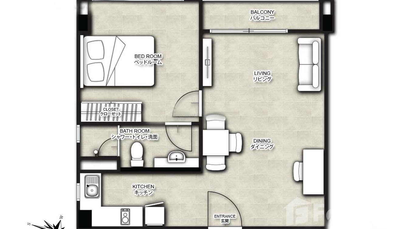 Floor plan 1 for 1BR